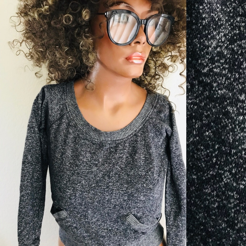 Cozy Slouchy Cropped Grey SWEATSHIRT With Pockets Size Small